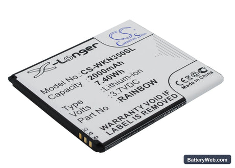Wiko Rainbow Replacement Battery, 3.7V, 2000mAh, Li-ion 2