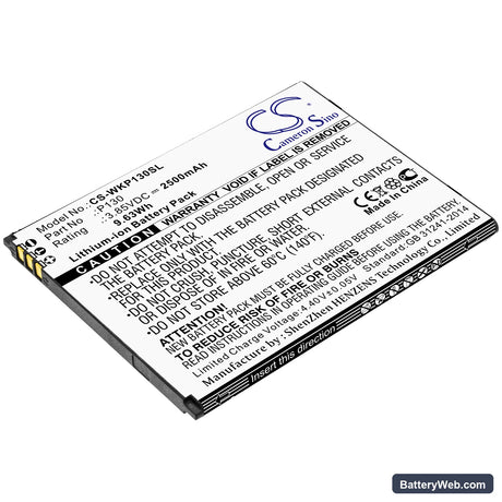 Wiko P130 Replacement Battery, 3.85V, 2500mAh, Li-ion 1
