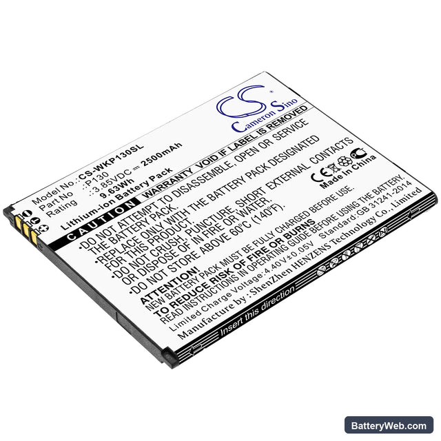 Wiko P130 Replacement Battery, 3.85V, 2500mAh, Li-ion 1