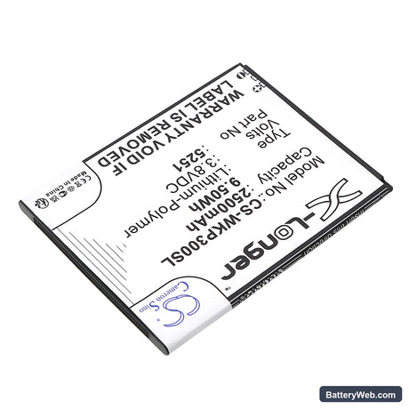 Wiko Pulp 3G Replacement Battery, 3.8V, 2500mAh, Li-Polymer 2