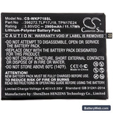 Wiko View Prime Replacement Battery, 3.85V, 2900mAh, Li-Polymer 3