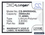 Wiko RIDGE FAB Replacement Battery, 3.8V, 3000mAh, Li-Polymer 5