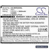 Wiko ROBBY 2 Replacement Battery, 3.8V, 2600mAh, Li-ion 3
