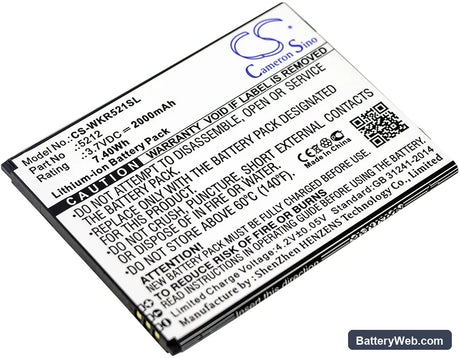 Wiko Robby Replacement Battery, 3.7V, 2000mAh, Li-ion 1