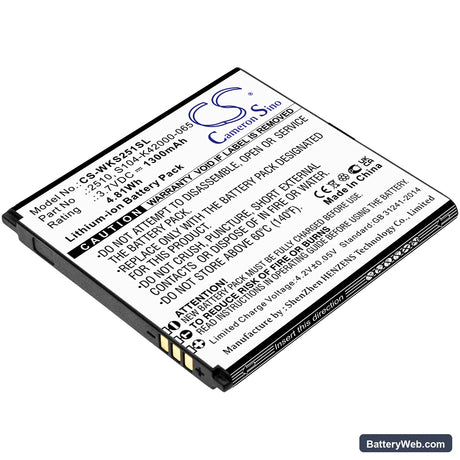 Wiko Sunny 2 Replacement Battery, 3.7V, 1300mAh, Li-ion 1