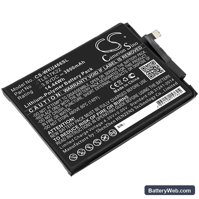 Wiko U Feel Go Replacement Battery, 3.8V, 3800mAh, Li-Polymer 1