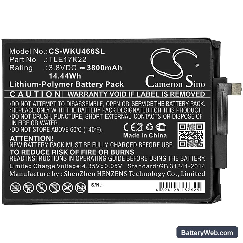 Wiko U Feel Go Replacement Battery, 3.8V, 3800mAh, Li-Polymer 3