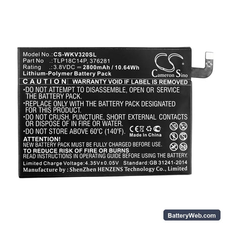 Wiko View Max Replacement Battery, 3.8V, 2800mAh, Li-Polymer 3