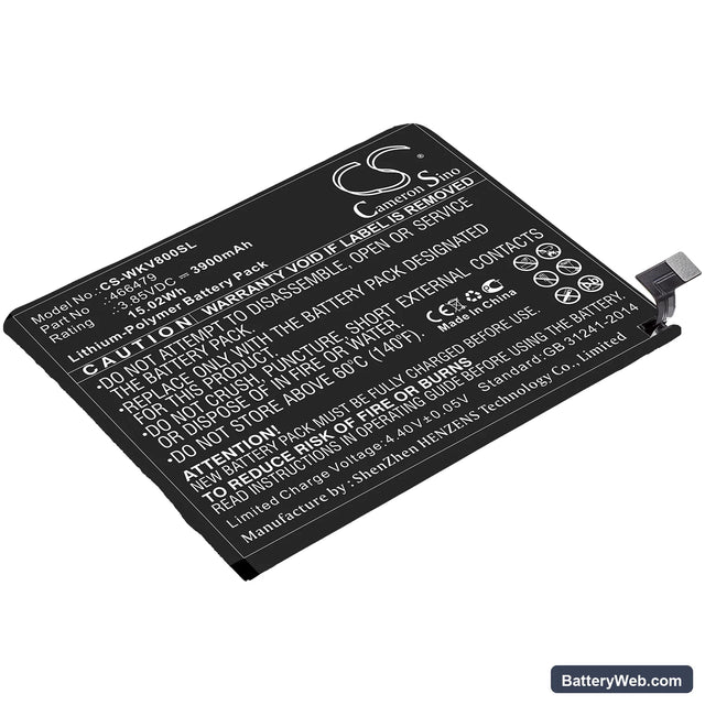 Wiko View 3 Lite Replacement Battery, 3.85V, 3900mAh, Li-Polymer 1