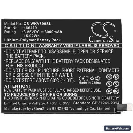 Wiko View 3 Lite Replacement Battery, 3.85V, 3900mAh, Li-Polymer 3