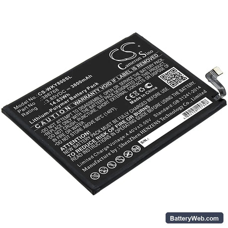 Wiko Y80 Replacement Battery, 3.85V, 3800mAh, Li-Polymer 1