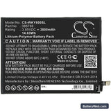Wiko Y80 Replacement Battery, 3.85V, 3800mAh, Li-Polymer 3
