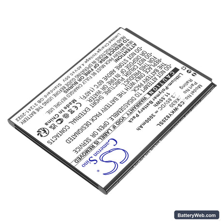 Wiko Y82 Replacement Battery, 3.85V, 3000mAh, Li-Polymer 2