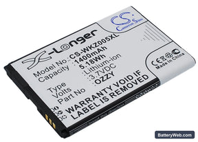Wiko Ozzy Replacement Battery, 3.7V, 1400mAh, Li-ion 1