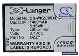 Wiko Ozzy Replacement Battery, 3.7V, 1400mAh, Li-ion 5