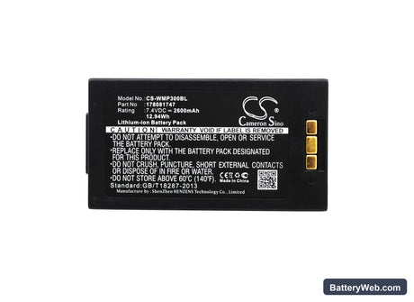 MobiWire MobiPrin 3 Replacement Battery, 7.4V, 2600mAh, Li-ion 5