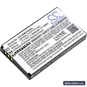 WM Systems WMP 300 Replacement Battery, 3.7V, 850mAh, Li-Polymer 1