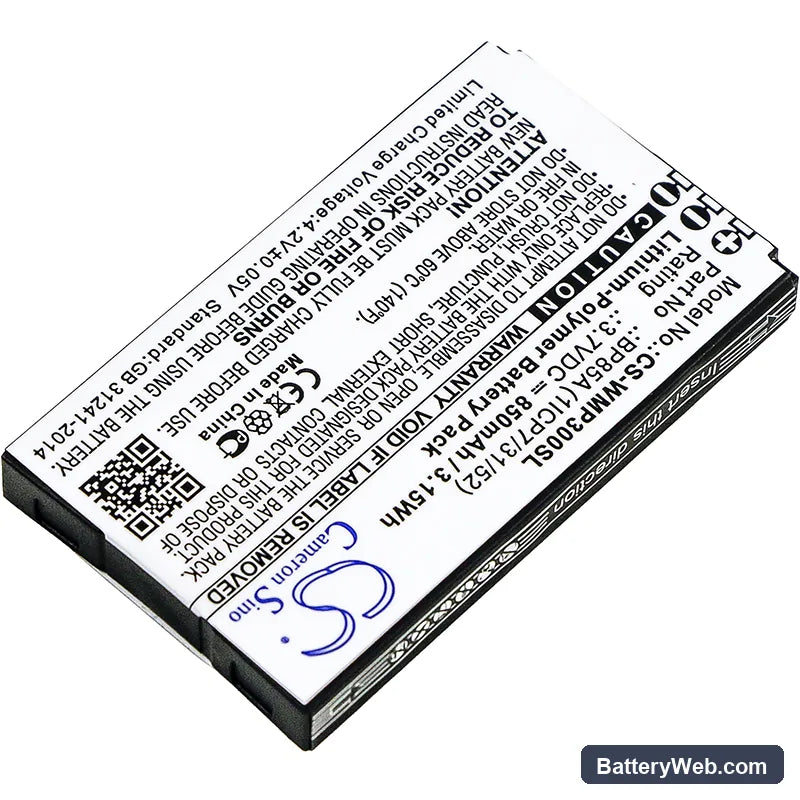 WM Systems WMP 300 Replacement Battery, 3.7V, 850mAh, Li-Polymer 2