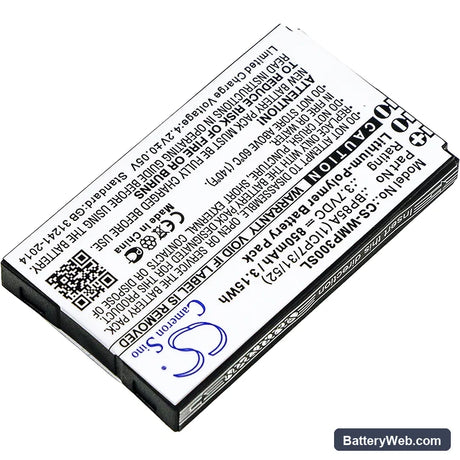 WM Systems WMP 300 Replacement Battery, 3.7V, 850mAh, Li-Polymer 2