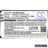 WM Systems WMP 300 Replacement Battery, 3.7V, 850mAh, Li-Polymer 3