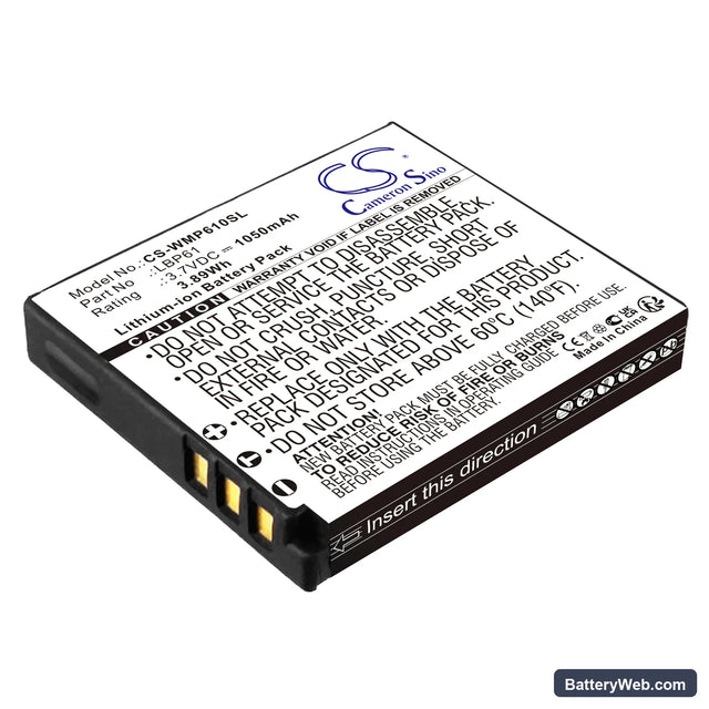 Wisycom MRP61 Transmitter Replacement Battery, 3.7V, 1050mAh, Li-ion 1