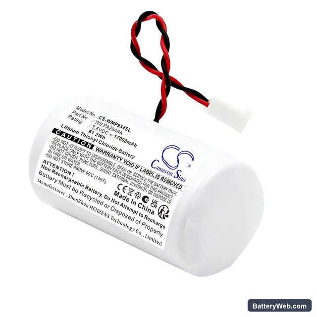 Water Meter WILPA2549A Replacement Battery, 3.6V, 17000mAh, Li-SOCl2 1
