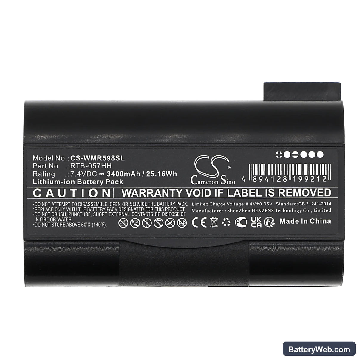 WINMATE R05I98H-RTD1 Replacement Battery, 7.4V, 3400mAh, Li-ion 5