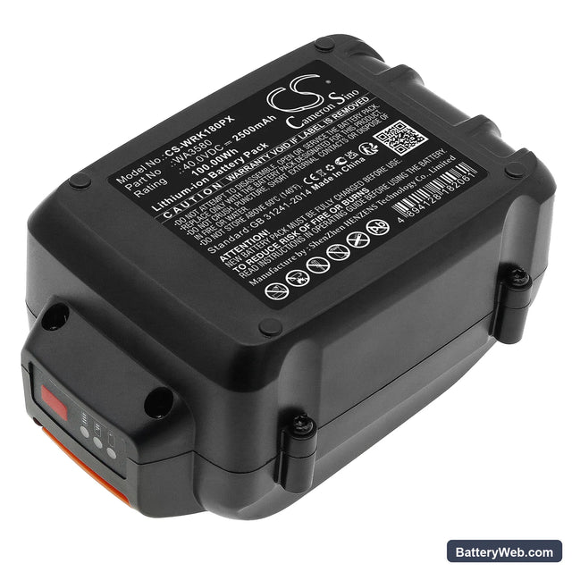 Worx WG180 Replacement Battery, 40V, 2500mAh, Li-ion 1
