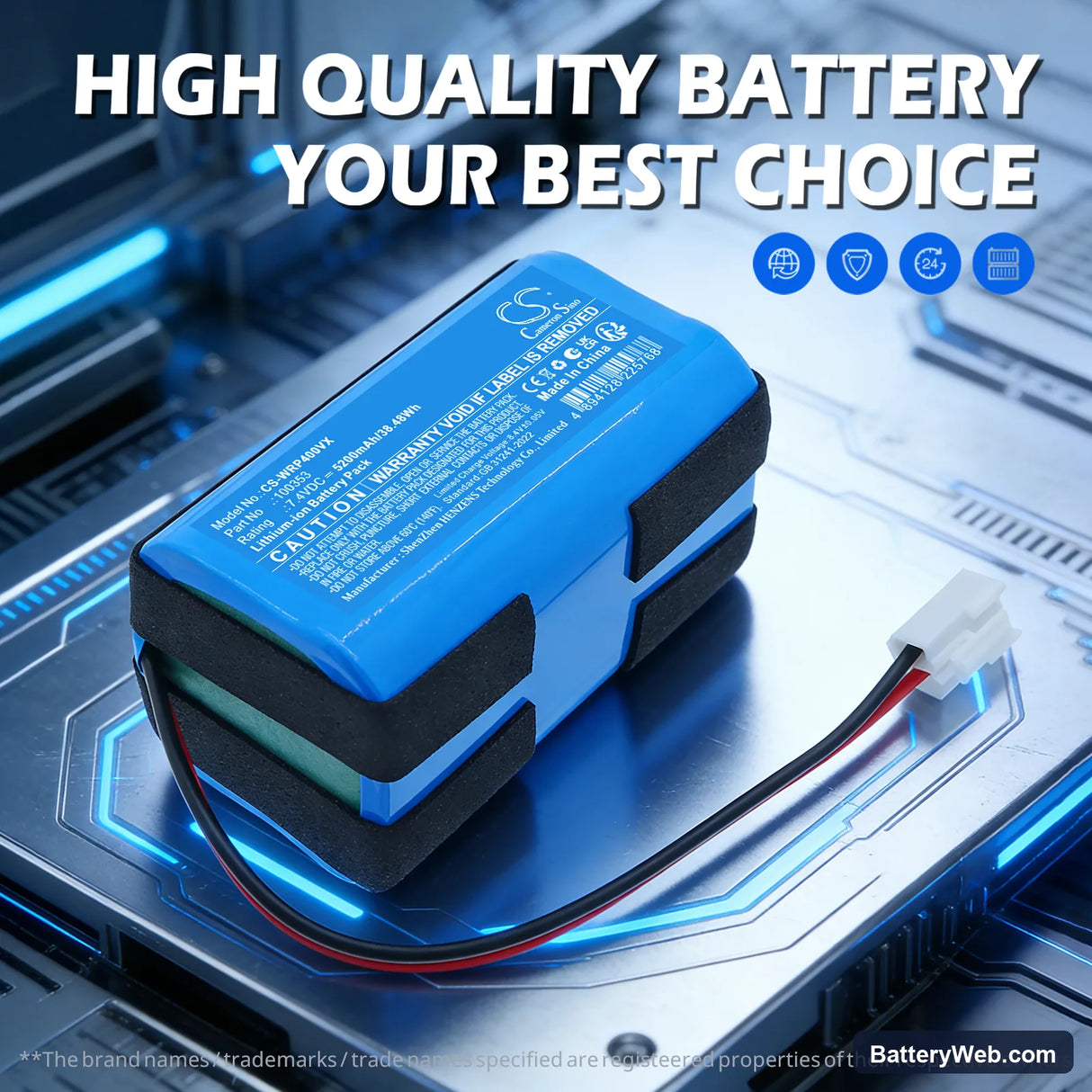 Limpiafondos Para Replacement Battery, 7.4V, 5200mAh, Li-ion 7