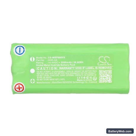 Whirlpool L68M Replacement Battery, 14.4V, 2000mAh, Ni-MH 3