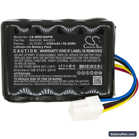 Ferrex R800 Smart Replacement Battery, 20V, 2500mAh, Li-ion 3