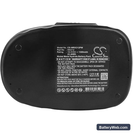 Worx WG150s Replacement Battery, 18V, 1300mAh, Ni-MH 5
