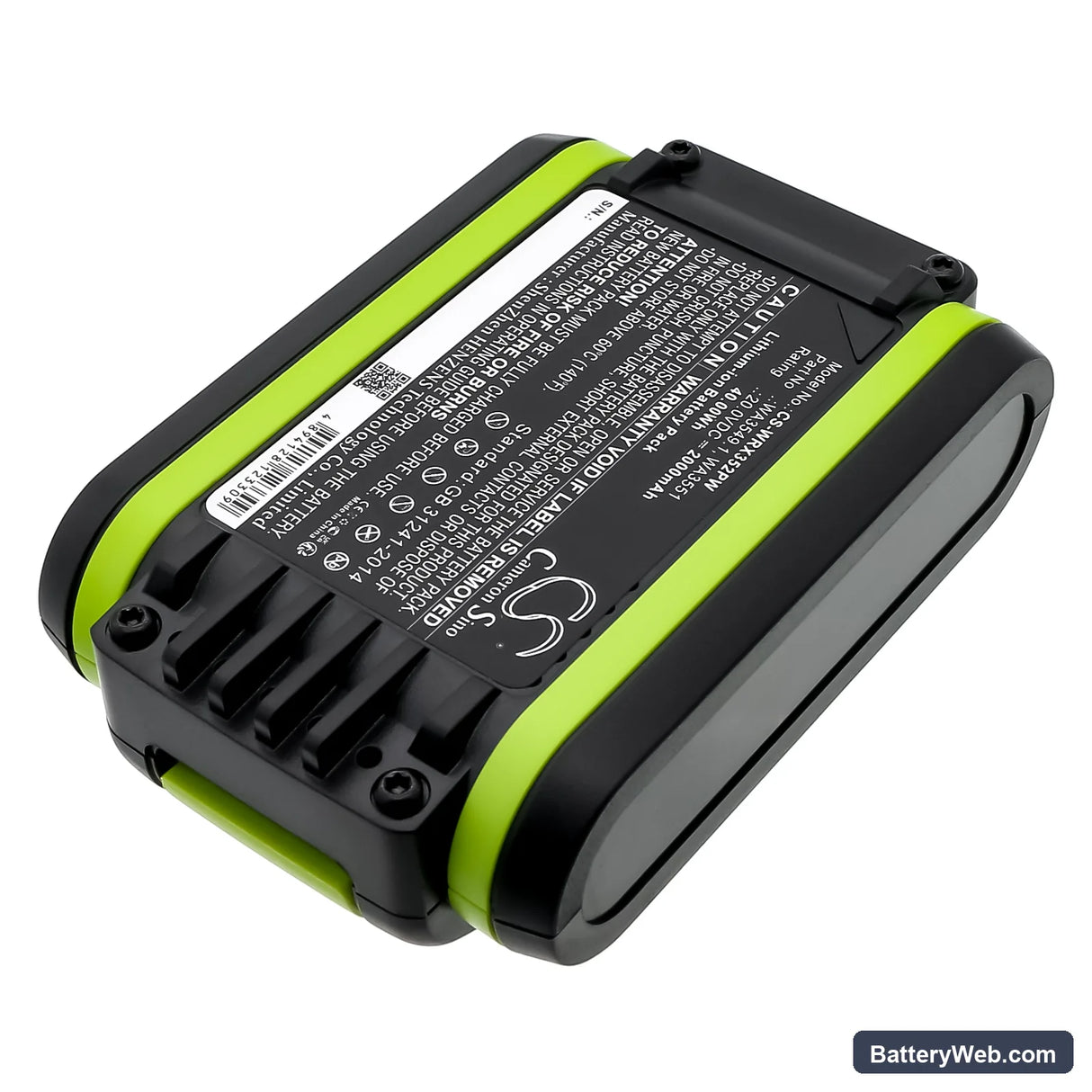 Rockwell RD2865 Replacement Battery, 20V, 2000mAh, Li-ion 2