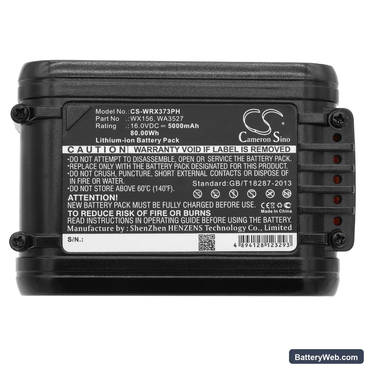 Worx Brushless Impact 20V MAX Drill Replacement Battery, 16V, 5000mAh, Li-ion 5