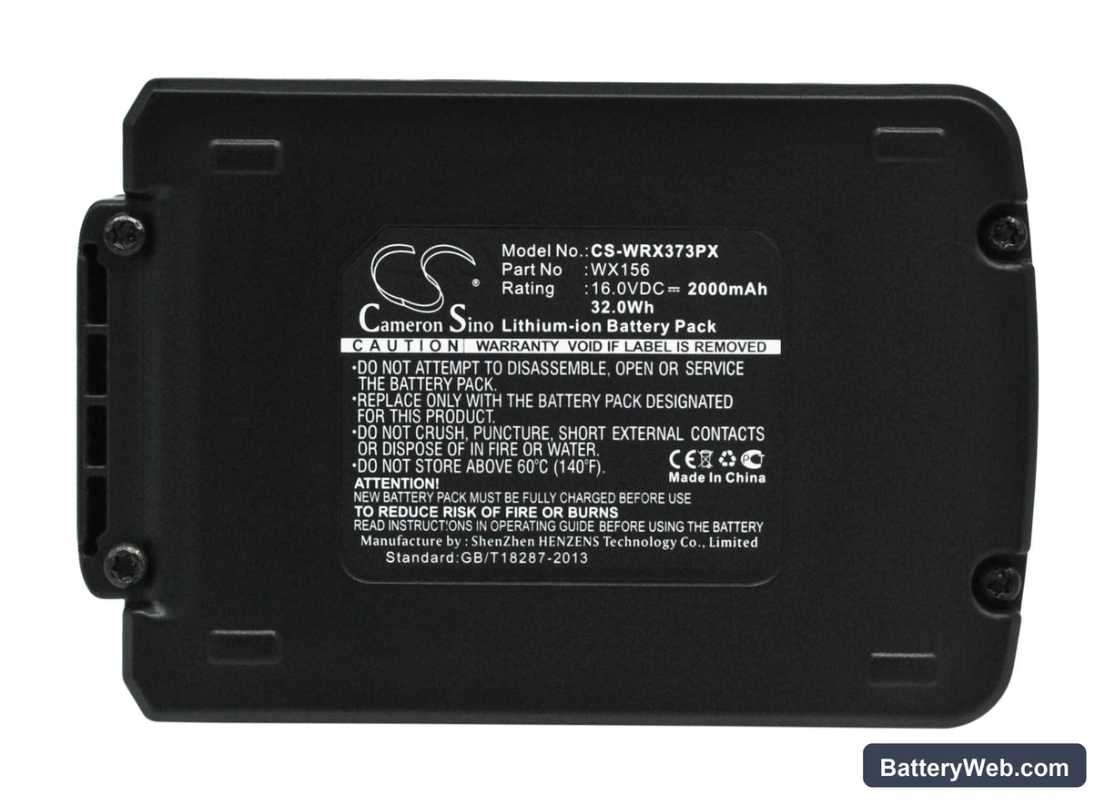 Worx Brushless Impact 20V MAX Drill Replacement Battery, 16V, 2000mAh, Li-ion 1