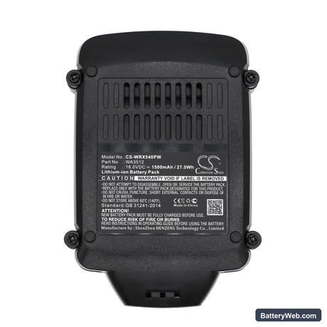 Worx WG151.5 Replacement Battery, 18V, 1500mAh, Li-ion 5