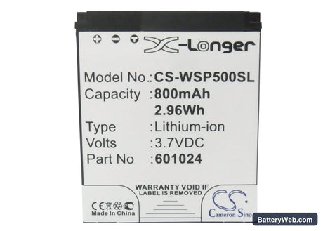 Swissvoice MP50 Replacement Battery, 3.7V, 800mAh, Li-ion 5
