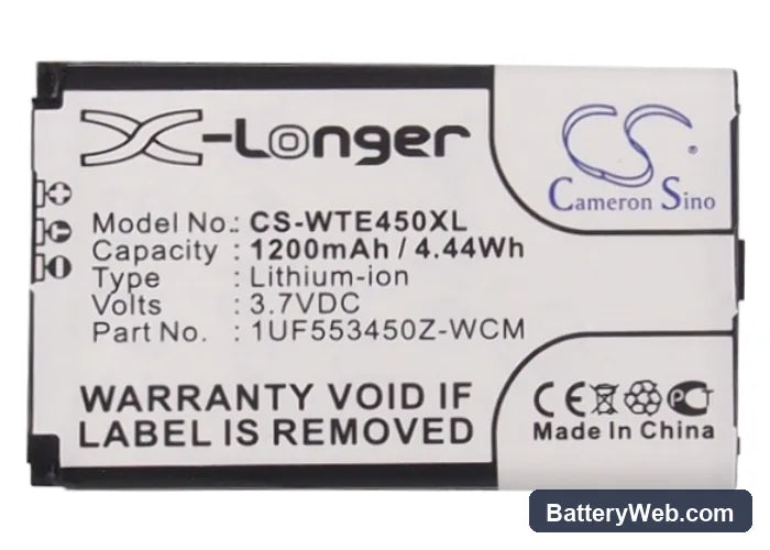 Bamboo CTH-470K-xx Replacement Battery, 3.7V, 1200mAh, Li-ion 5