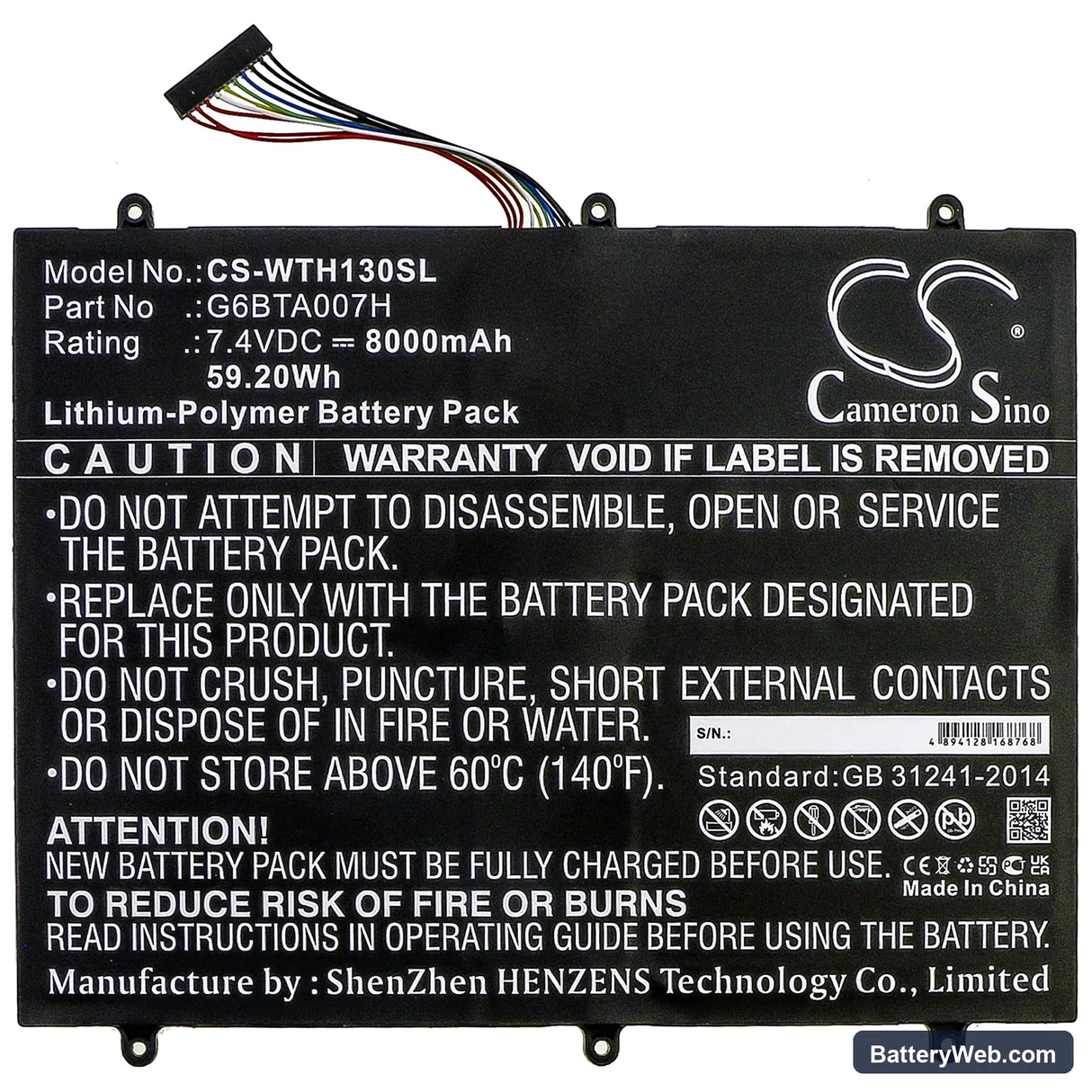 Wacom Cintiq Companion 2 Replacement Battery, 7.4V, 8000mAh, Li-Polymer 3