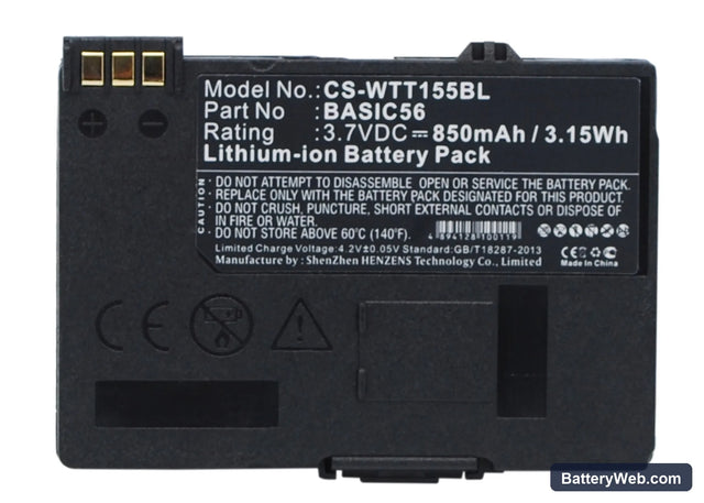 Way Systems MTT 1510 Replacement Battery, 3.7V, 850mAh, Li-ion 1