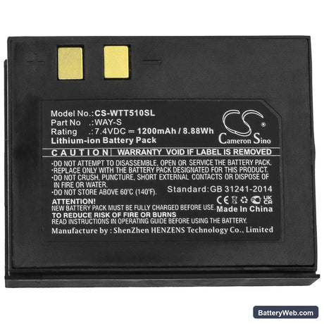 Way Systems WAY-S Replacement Battery, 7.4V, 1200mAh, Li-ion 3