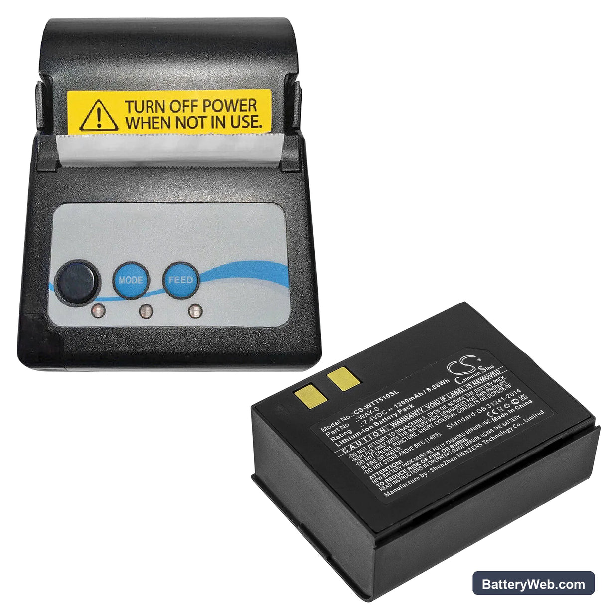 Way Systems WAY-S Replacement Battery, 7.4V, 1200mAh, Li-ion 4