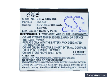 WayteQ X820 Replacement Battery, 3.7V, 800mAh, Li-ion 1