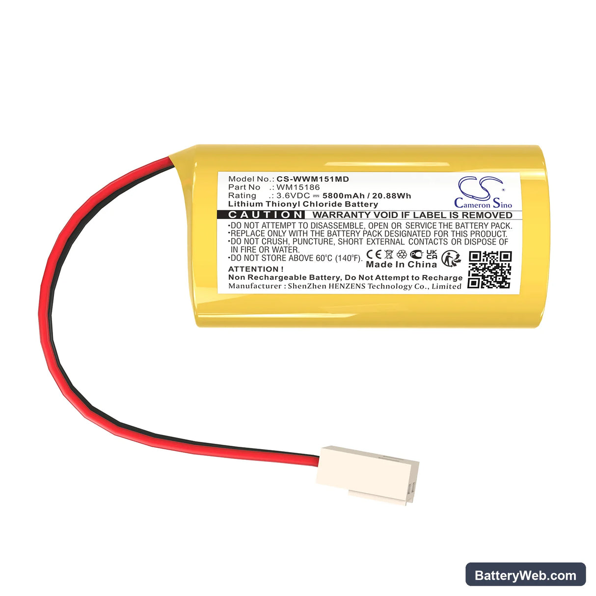 Weinmann MEDUMAT Replacement Battery, 3.6V, 5800mAh, Li-SOCl2 4