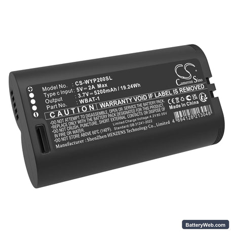 Wyze Pro 2k Replacement Battery, 3.7V, 5200mAh, Li-ion 1