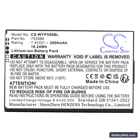 Wiseasy N6 Replacement Battery, 7.4V, 2600mAh, Li-ion 3