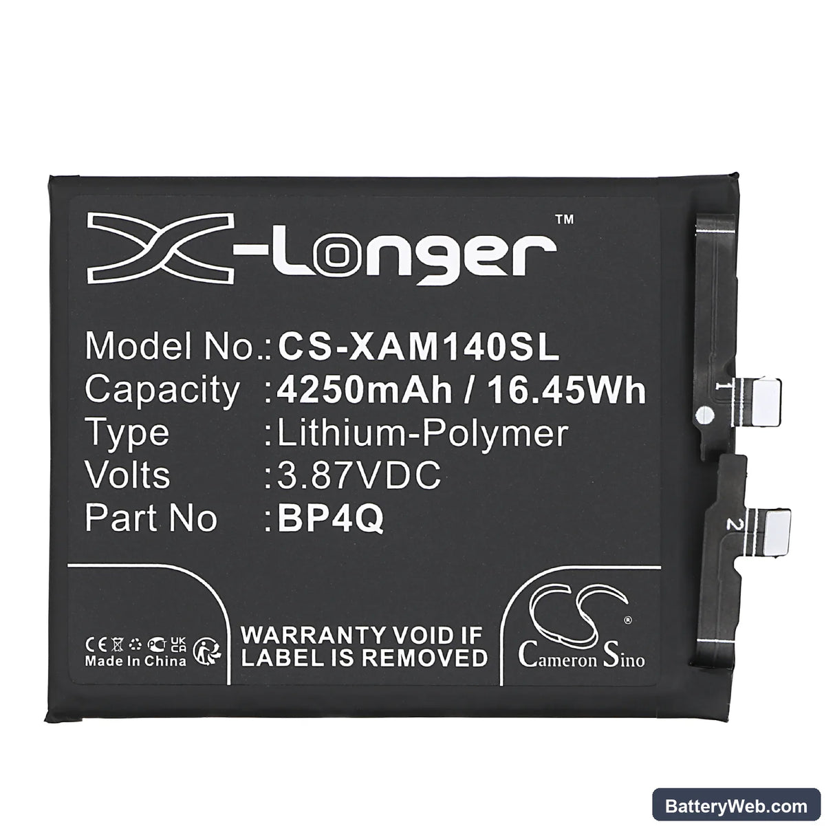 Xiaomi 14 Replacement Battery, 3.87V, 4250mAh, Li-Polymer 3