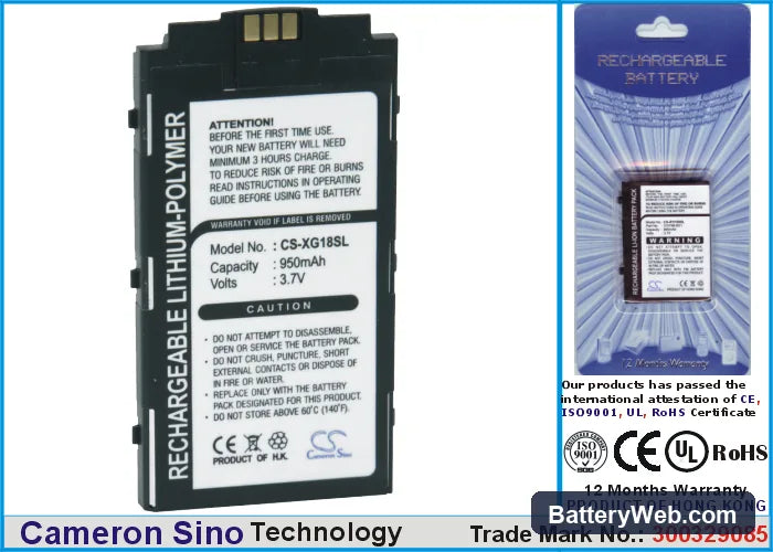 Xplore G18 Replacement Battery, 3.7V, 950mAh, Li-Polymer 1