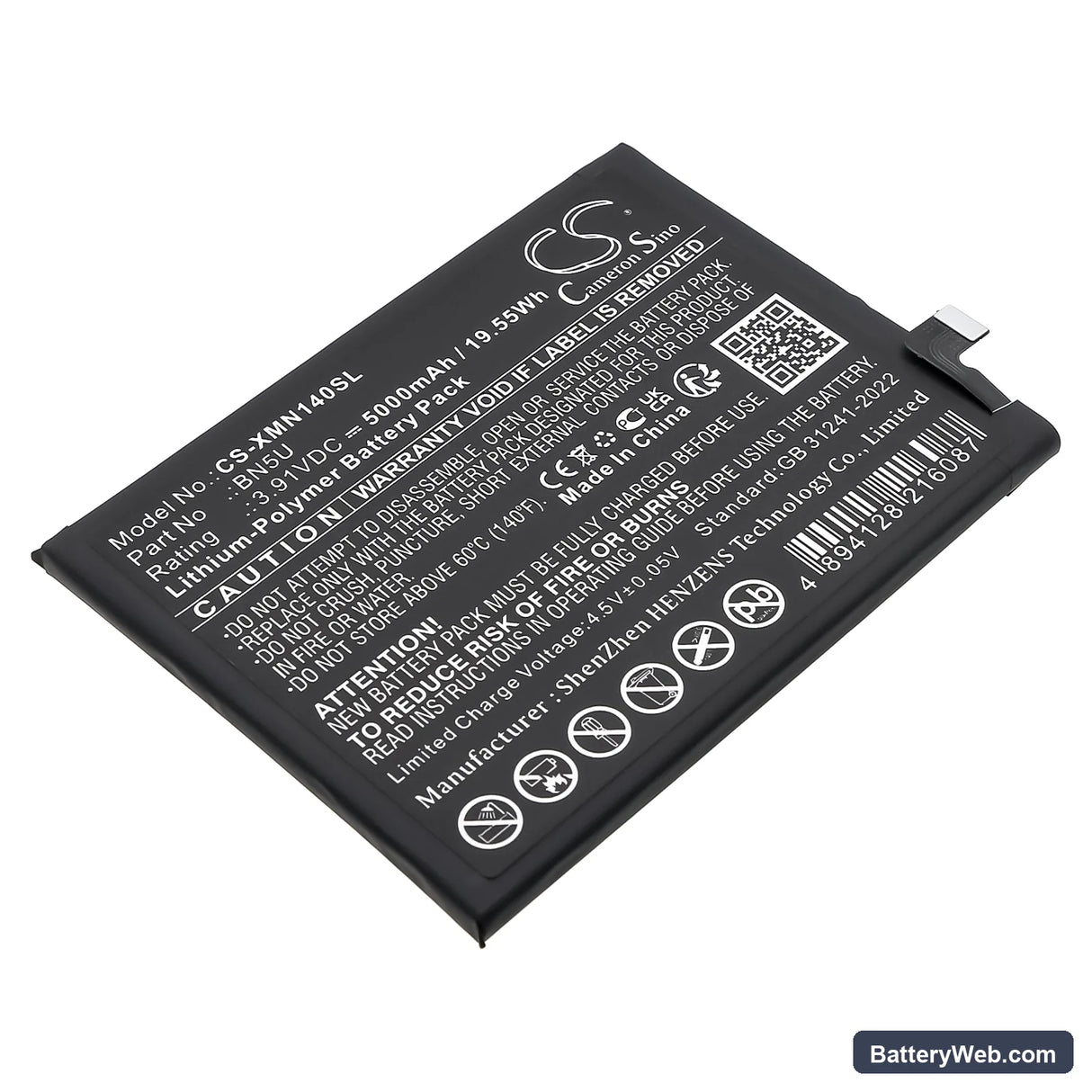 Redmi Note 14 5G Replacement Battery, 3.91V, 5000mAh, Li-Polymer 1