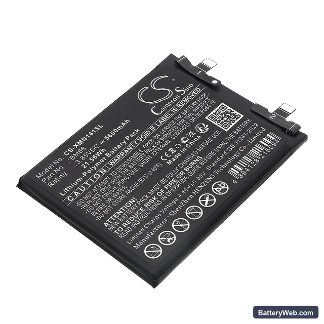 Redmi 24115RA8EC Replacement Battery, 3.85V, 5600mAh, Li-Polymer 1